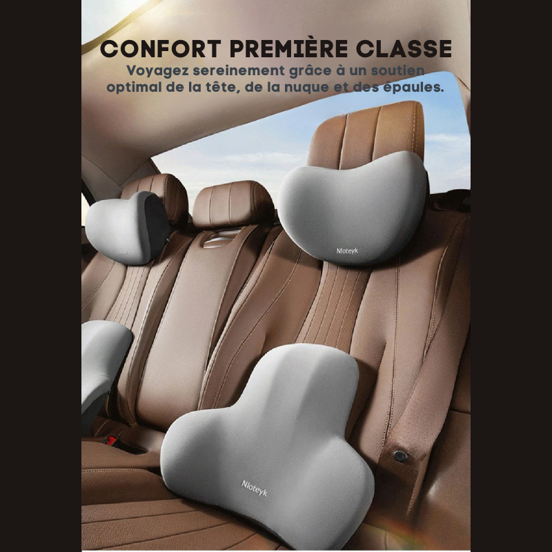 Oreiller ergonomique voiture – Soulage la nuque et le dos | ErgoComfort™