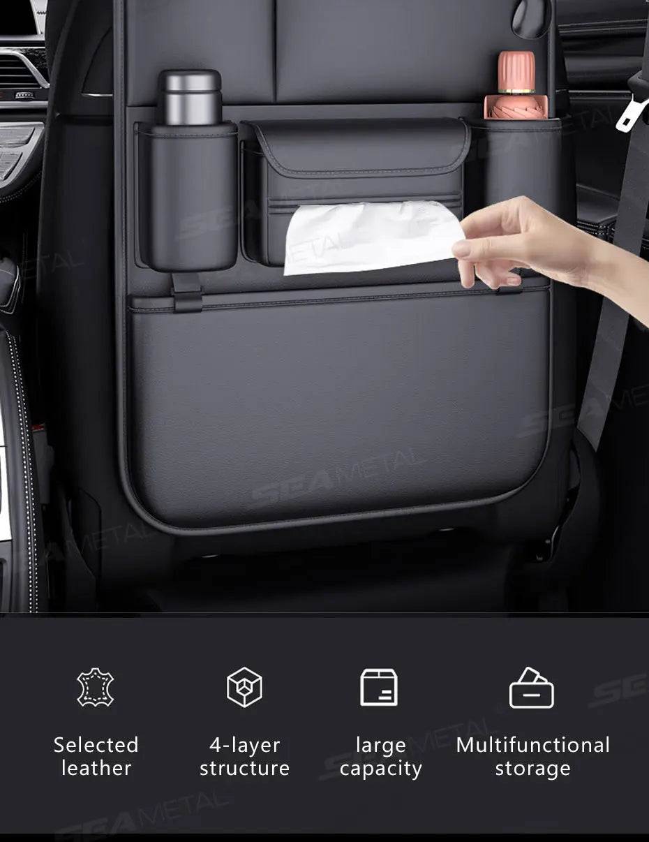 Sac rangement dossier siège voiture 5 poches – Protège et organise avec porte-gobelet | Novajo™