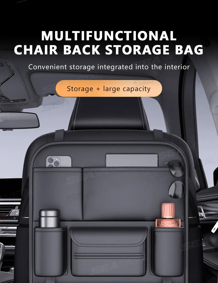 Sac rangement dossier siège voiture 5 poches – Protège et organise avec porte-gobelet | Novajo™