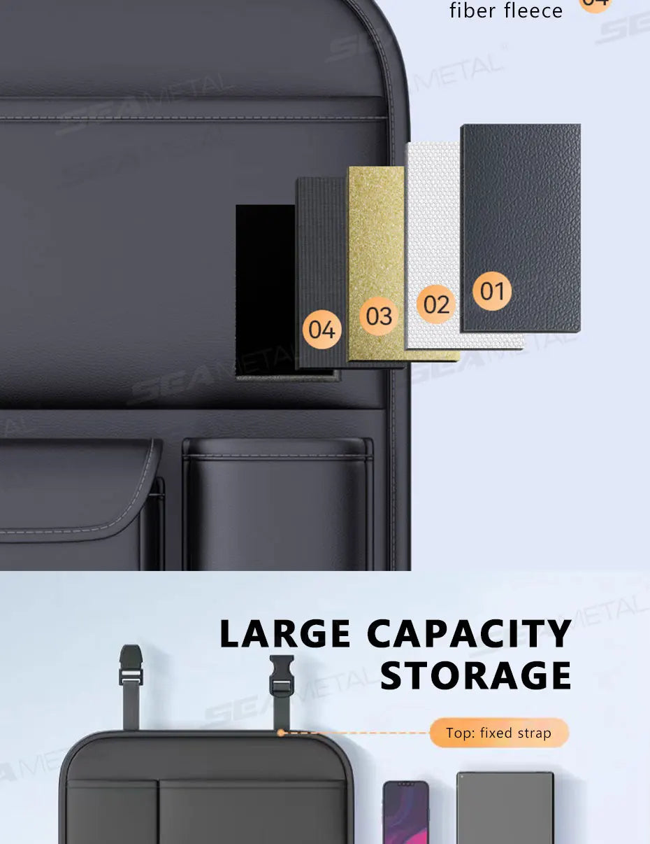 Sac rangement dossier siège voiture 5 poches – Protège et organise avec porte-gobelet | Novajo™