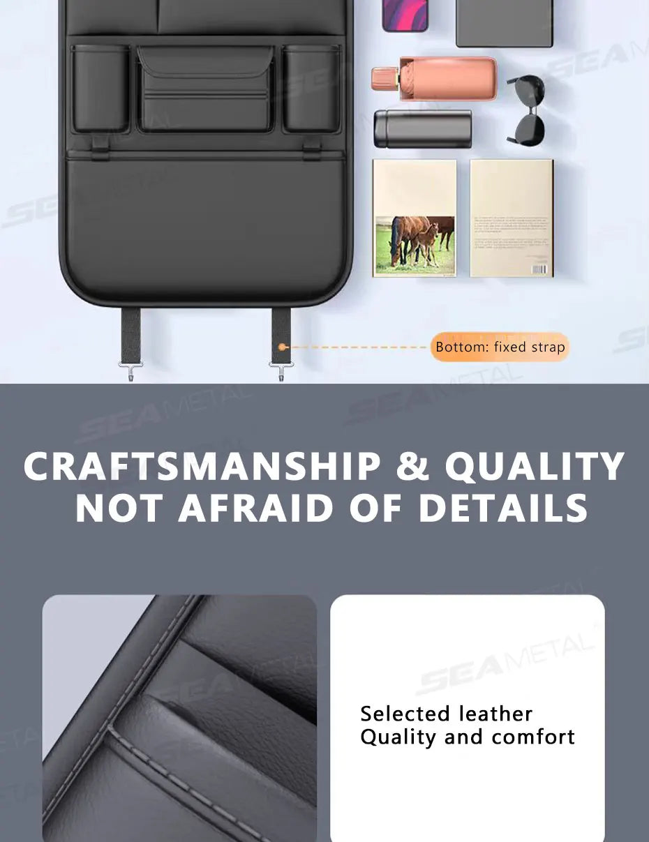 Sac rangement dossier siège voiture 5 poches – Protège et organise avec porte-gobelet | Novajo™