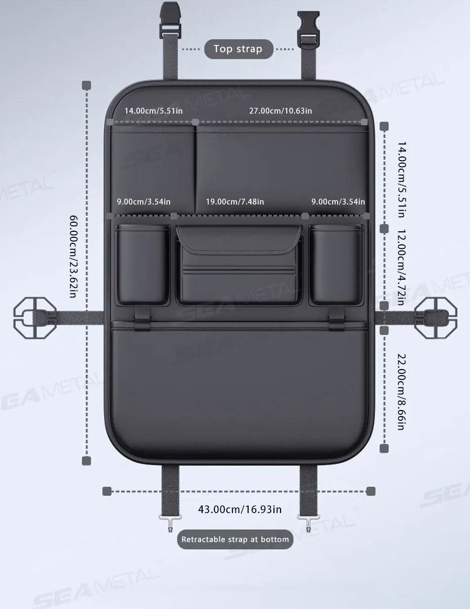 Sac rangement dossier siège voiture 5 poches – Protège et organise avec porte-gobelet | Novajo™