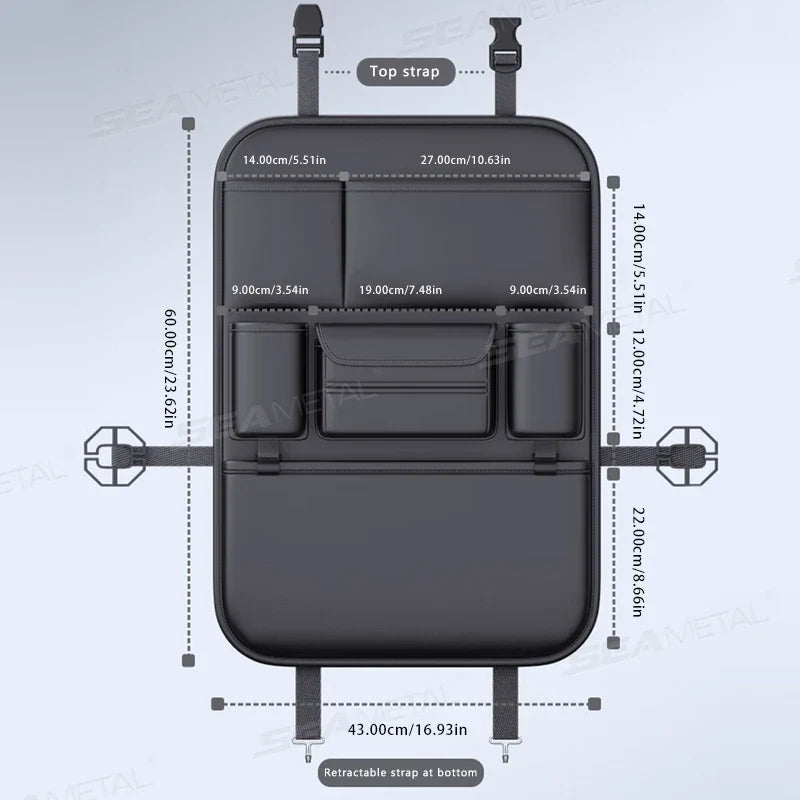 Sac rangement dossier siège voiture 5 poches – Protège et organise avec porte-gobelet | Novajo™