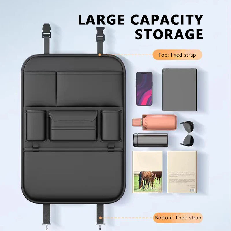 Sac rangement dossier siège voiture 5 poches – Protège et organise avec porte-gobelet | Novajo™