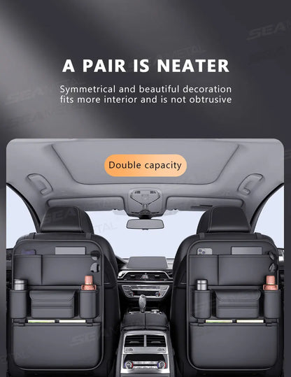 Sac rangement dossier siège voiture 5 poches – Protège et organise avec porte-gobelet | Novajo™