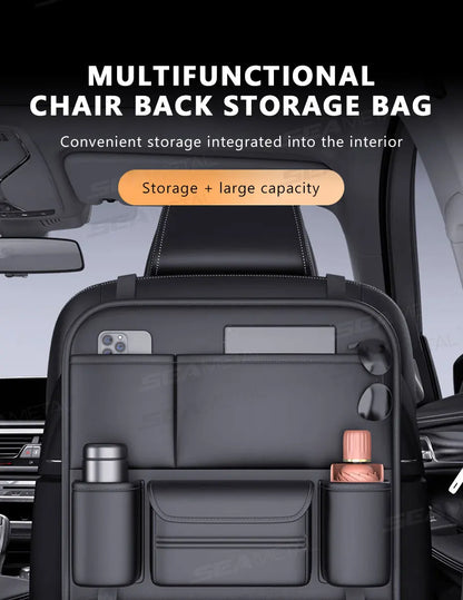 Sac rangement dossier siège voiture 5 poches – Protège et organise avec porte-gobelet | Novajo™