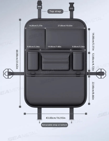 Sac rangement dossier siège voiture 5 poches – Protège et organise avec porte-gobelet | Novajo™
